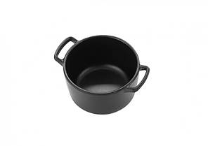 Чаша кругла з двома ручками 200 мл з меламіну чорна матова 123 × 90 × 57 мм Пластиковий посуд багаторазовий, фото 2