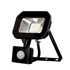 Прожектор світлодіодний 20 Вт із датчиком руху ГАРАНТІЯ 2 РОКИ 20W SMD LED 6000 K Д/Р BK