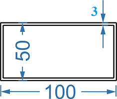 Алюмінієва труба прямокутна 100x50x3