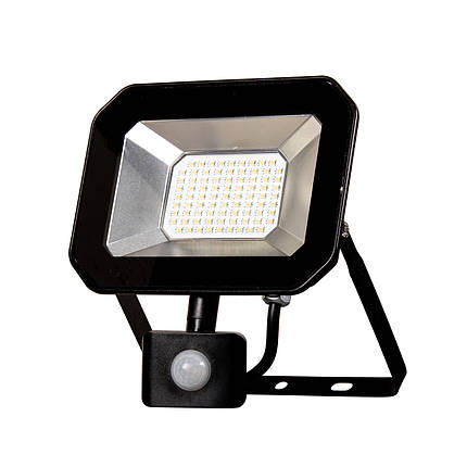 Прожектор світлодіодний 50 Вт із датчиком руху ГАРАНТІЯ 2 РОКИ 50W SMD LED 6000 K Д/Р BK, фото 1