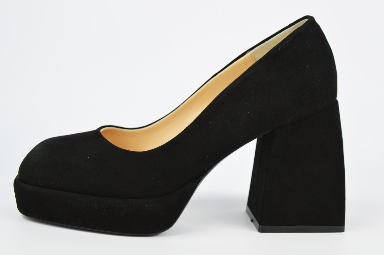 Туфлі на короткому підборах Evromoda 8013 39 Чорні замша 36