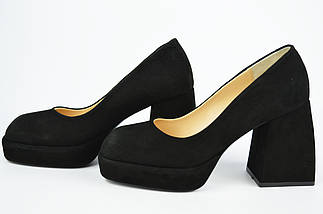 Туфлі на короткому підборах Evromoda 8013 39 Чорні замша 36, фото 4
