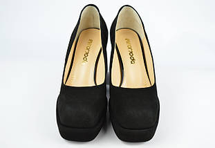 Туфлі на короткому підборах Evromoda 8013 39 Чорні замша 36, фото 5