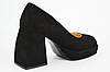 Туфлі на короткому підборах Evromoda 8013 39 Чорні замша 36, фото 7