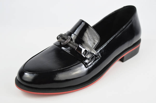 Туфлі лакові на низькому ходу Evromoda 1078 39 Чорні 36, фото 1