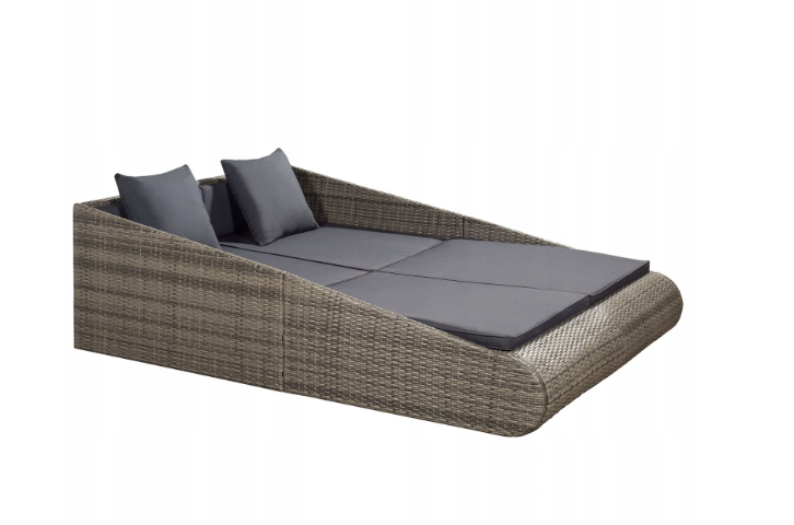 Шезлонг ліжко Technorattan Lounger з штучного ротанга сірий, фото 1