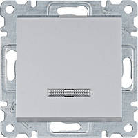 Вимикач 1-кл. кнопковий з підсвічуванням Hager Lumina Срібний