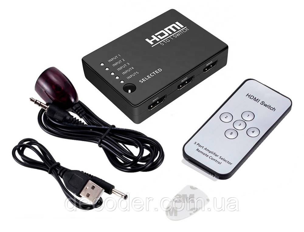 Коммутатор HDMI 1080P switch перемикач 5 на 1 свіч спліттер для монітора ТБ HDMI switch 5x1(AY_09)