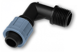 Коліно сполучне крапельна стрічка – різьба 
зовнішня 3/4", DSTA02-34L