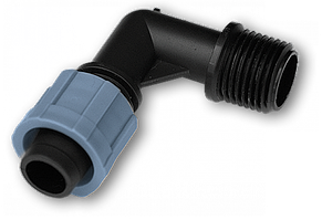 Коліно сполучне крапельна стрічка – різьба 
зовнішня 3/4", DSTA02-34L