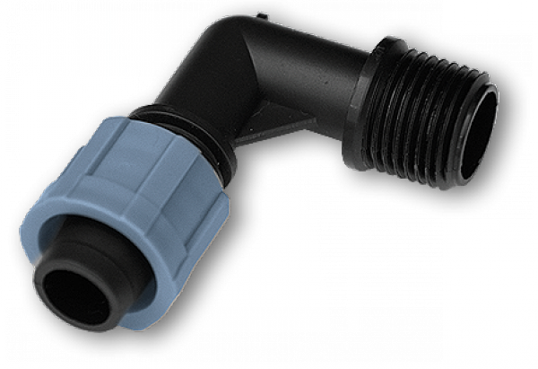 Коліно сполучне крапельна стрічка – різьба
зовнішня 1/2", DSTA02-12L, фото 1