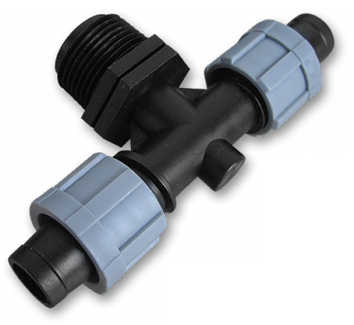 Трійник крапельна стрічка х2 / різьба зовнішня
3/4", DSTA06-34L, фото 1