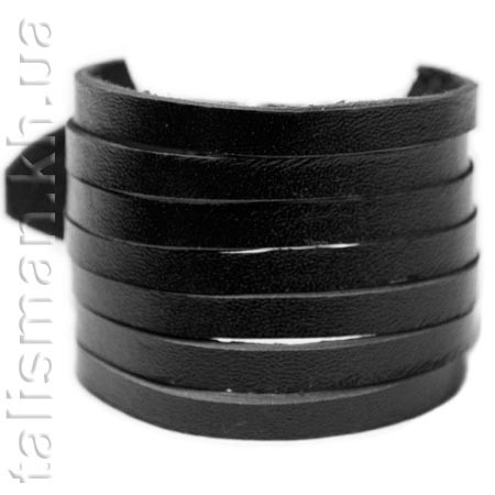 Браслет шкіряний BKB-002 різаний чорний