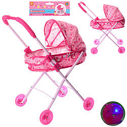 Коляска для ляльки класична колеса світяться металеві  M 0355 U/R