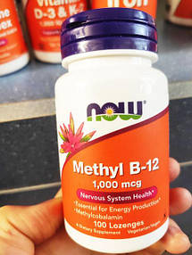 Methyl B-12, метилкобаламин, Б12, Now Foods, 1000 мкг, 100 пастилок