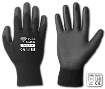 Рукавички захисні PURE BLACK поліуретан, розмір 
8, RWPBC8