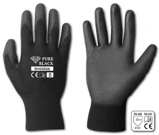 Рукавички захисні PURE BLACK поліуретан, розмір
10, RWPBC10, фото 1