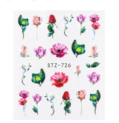 Наклейки на нігті квіточки - розмір стікера 6*5см, інструкція по застосуванню є в описі товару, фото 1