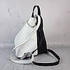 Рюкзак жіночий "Паріс" натуральна шкіра, чорний і білий флотар, фото 4
