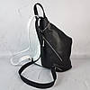 Рюкзак жіночий "Паріс" натуральна шкіра, чорний і білий флотар, фото 3