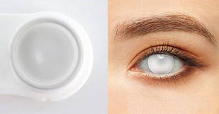 Лінзи декоративні для очей Містик, біла сітка без зіниці + контейнер для лінз в подарунок