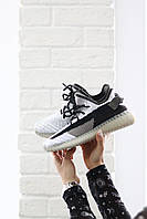 Черно-белые унисекс кроссы Yeezy Boost 350 Black White. Кроссовки мужские и женские Адидас Изи Буст 350