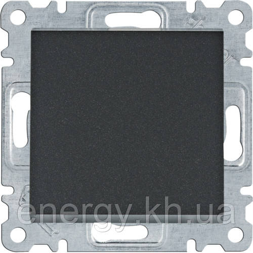 Вимикач 1-кл. кнопковий Hager Lumina Чорний, фото 1