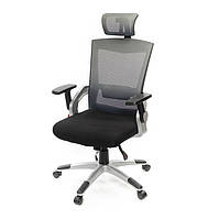Крісло офісне Прима, сірий, ергономічне м'яке комп'ютерне крісло, PL HR ANF А-Клас