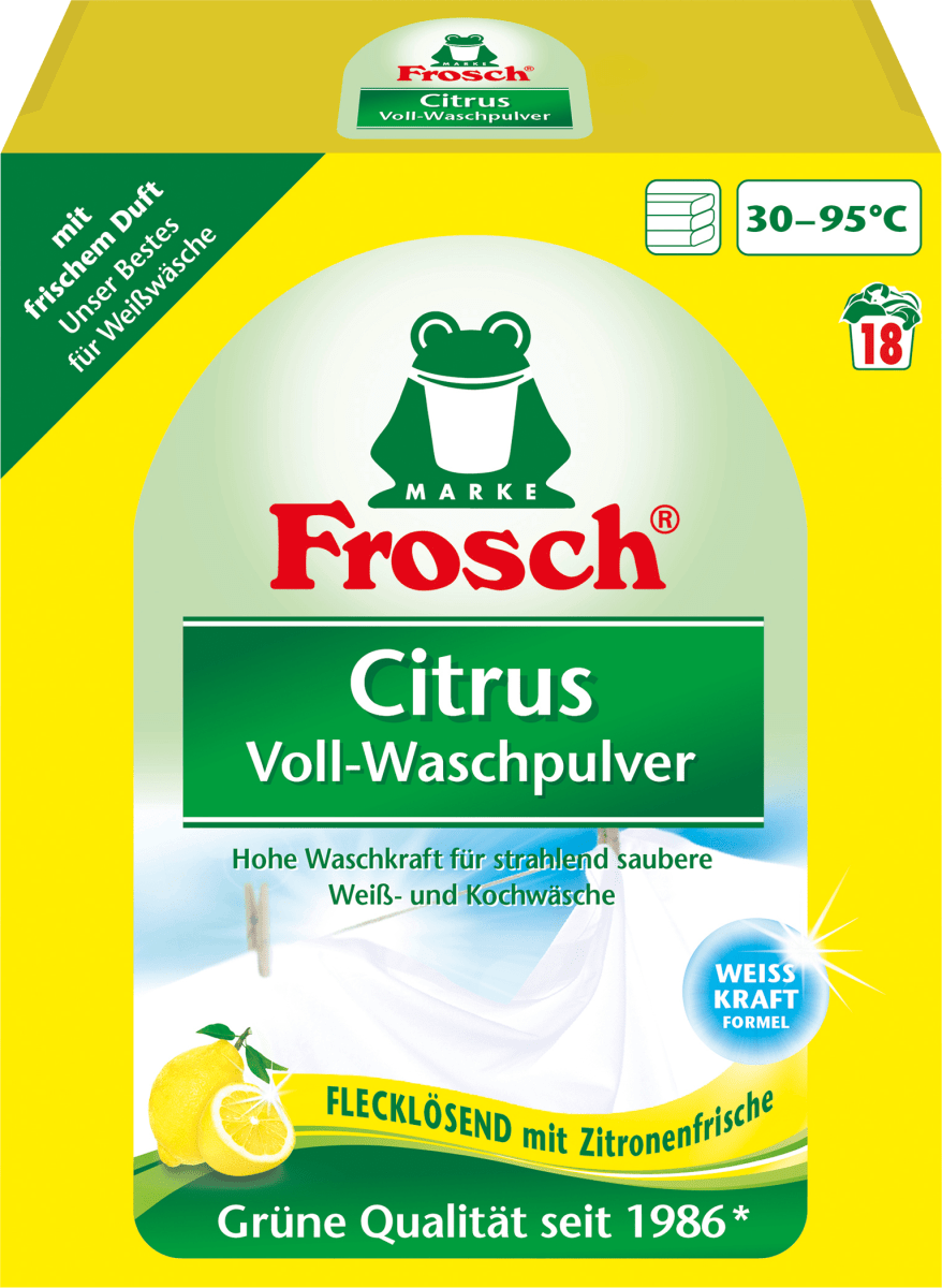 Пральний порошок для білої білизни Frosch Vollwaschmittel Citrus, 1,35 кг