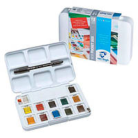 Набір акварельних фарб Van Gogh 12 кольорів кювету (з пензлем) Pocket box Royal Talens