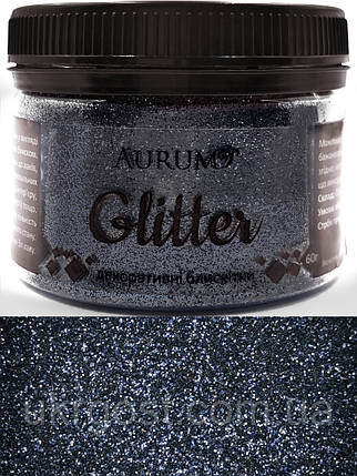 Глітер декоративні блискітки Aurum Чорний 1/128 (0,2 мм) 60 г, фото 1