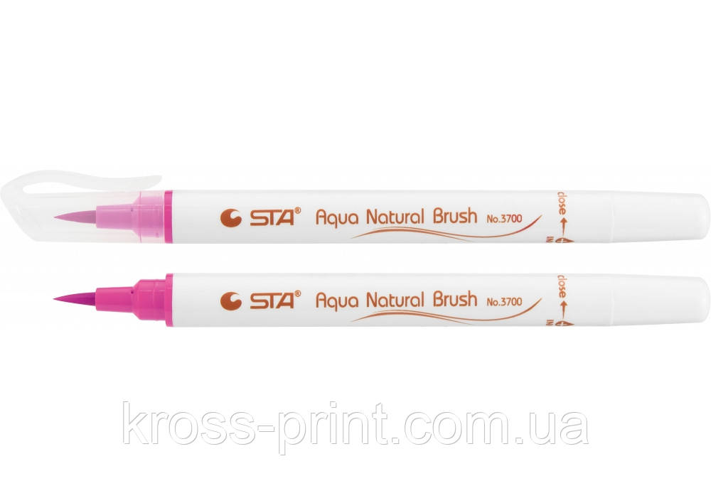 Маркер-пензель акварельний STA 3700 AQUA NATURAL BRUSH 3700, яскраво рожевий