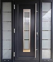 Вхідні двері ПВХ з декоративними сендвіч-панелями товщиною 40 мм та з фурнитурою з INOX (нержавіюча сталь)