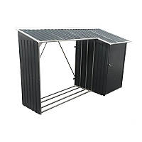 Накриття для дров металеве із сараєм антрацит із білим