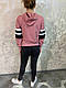 Жіночий батнік, Худі жіноче з принтом двонитка. Жіноча кофта з капюшоном, світшот із двонитки (рожевий), фото 5
