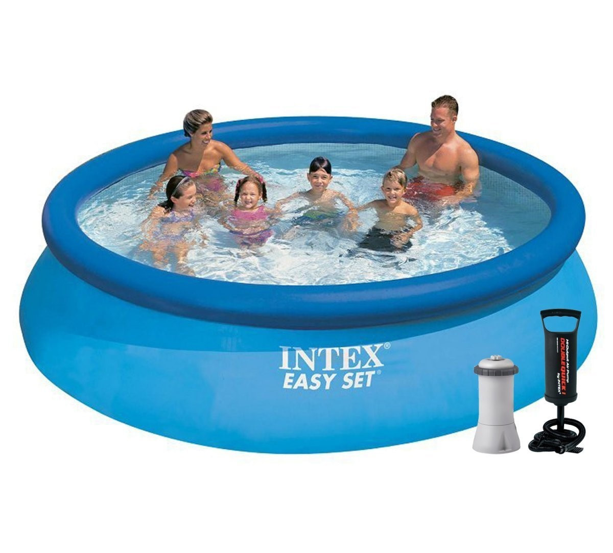 Надувний басейн Intex, 366х76 см (картріджний фільтр-насос 3785 л/год, підстилка, тент, насос)