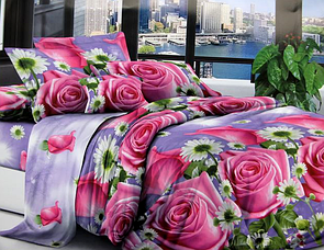 3D Двоспальне постільна білизна "Софія" рожеві троянди
