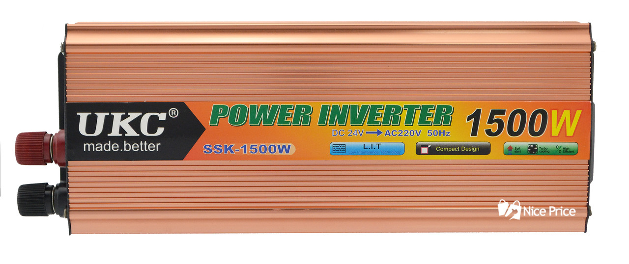Перетворювач напруги(інвертор) 24-220V 1500W + USB (4002)