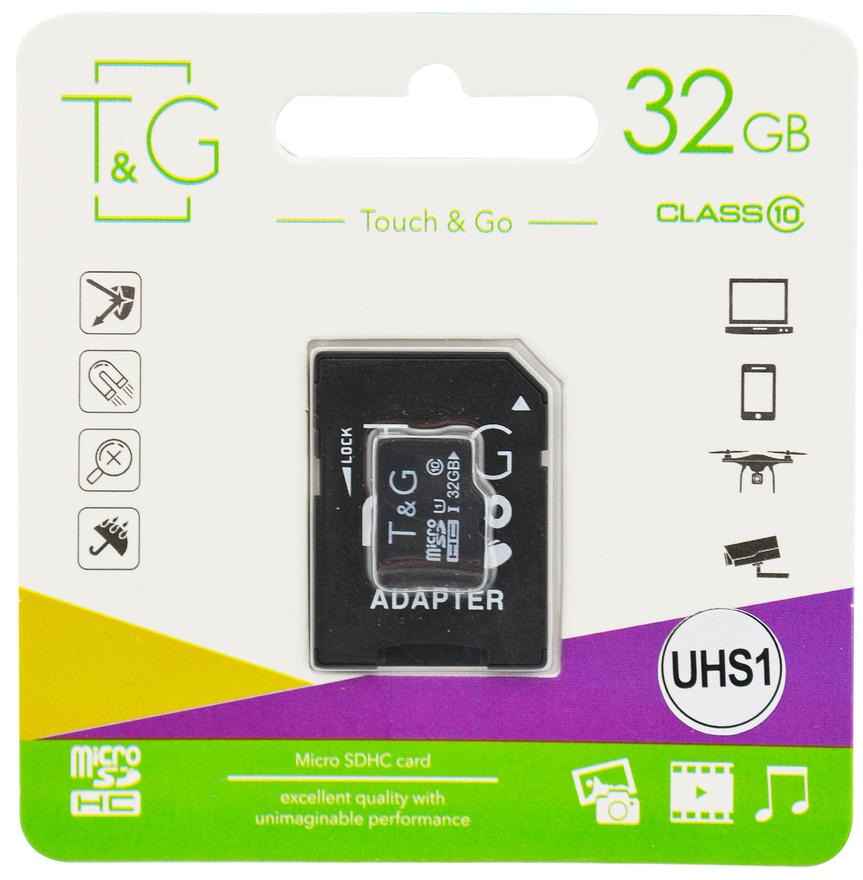 Карта пам'яті T&G microSD HC Ultra UHS-I 32GB Class 10 + SD adapter (5559)
