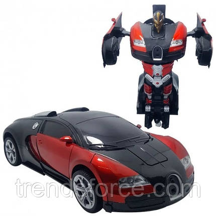 Машинка-трансформер з пультом Bugatti Car Robot Size 118 Червона 184745, фото 2