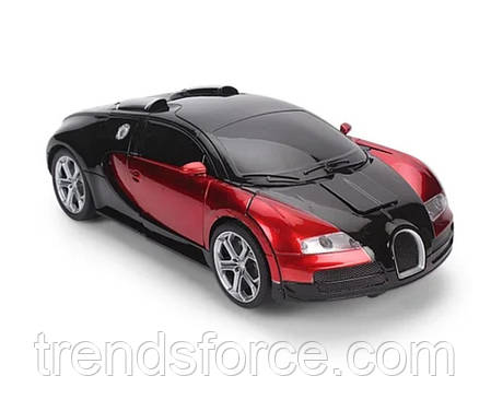 Машинка-трансформер з пультом Bugatti Car Robot Size 118 Червона 184745, фото 2