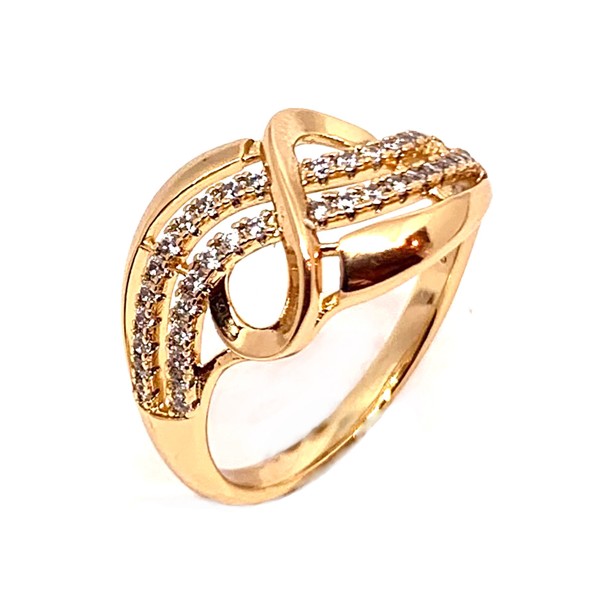 Кільце Xuping з медичного золота, білі фіаніти, позолота 18K, 11988