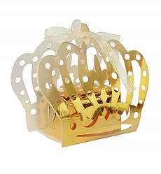 Бонбоньєрка (коробочка для цукерок) "Корона", (10шт.), колір - золото (глянець)