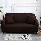 Чохол на диван універсальний для меблів колір коричневий 230-300см Код 14-0566, фото 4