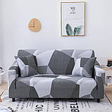 Чохол на диван універсальний для меблів колір сірий шапіто 230-300см Код 14-0600, фото 3