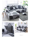 Чохол на диван універсальний для меблів колір сірий шапіто 175-230см Код 14-0601, фото 4