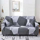 Чохол на диван універсальний для меблів колір сірий шапіто 145-170см Код 14-0602, фото 2