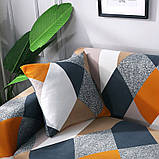 Чохол на диван універсальний для меблів колір жовтогарячий шапіто 235-300 см Код 14-0613, фото 5