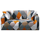 Чохол на диван універсальний для меблів колір жовтогарячий шапіто 235-300 см Код 14-0613, фото 7