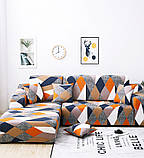 Чохол на диван універсальний для меблів колір жовтогарячий шапіто 175-230 см Код 14-0614, фото 5